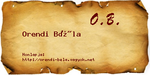 Orendi Béla névjegykártya